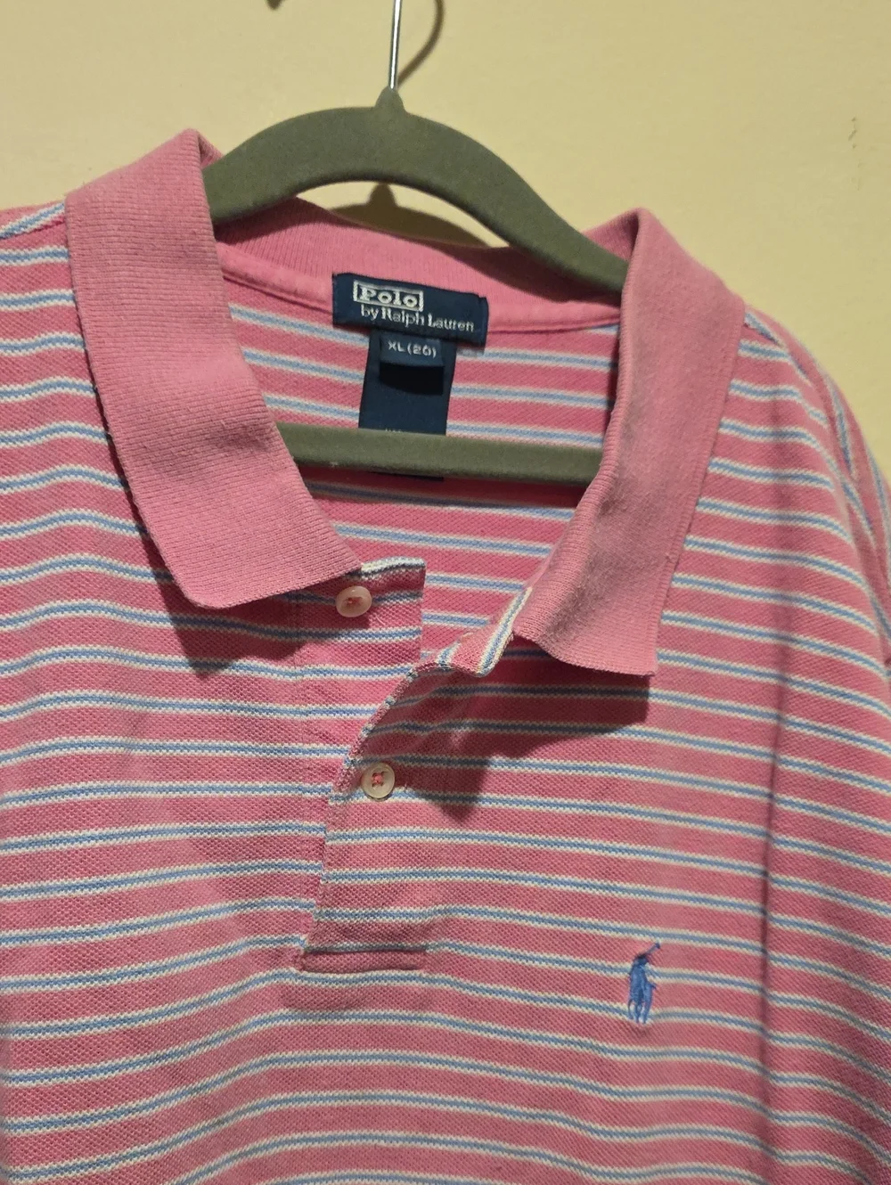Polo Ralph Lauren Pink Striped Polo Shirt Xl 18